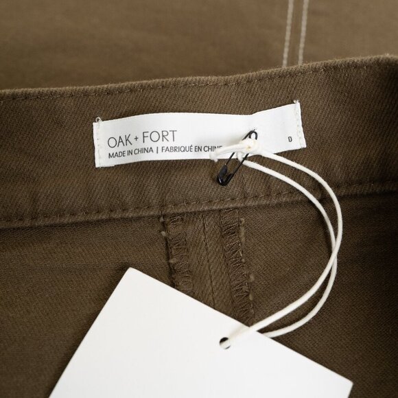 Oak + Fort Mini Skirt Khaki Contrast Stitch Twill - Picture 6 of 13